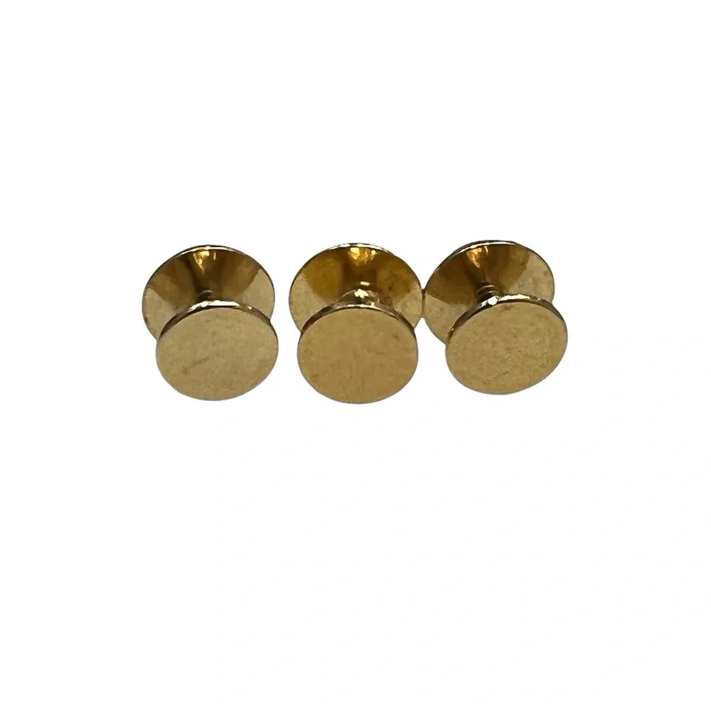 VINTAGE BLACK CENTER & GOLD TONE TUXEDO SHIRT STUDS - SET OF 3